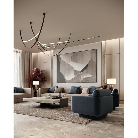 Modern designer leather chandelier, stylish pendant lamp, COSMOPOLITAN S M stripes