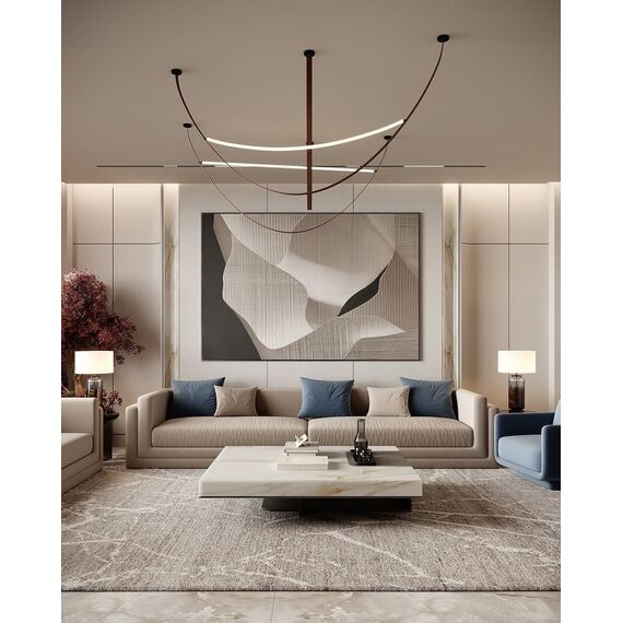 Modern designer leather chandelier, stylish pendant lamp, COSMOPOLITAN S M stripes