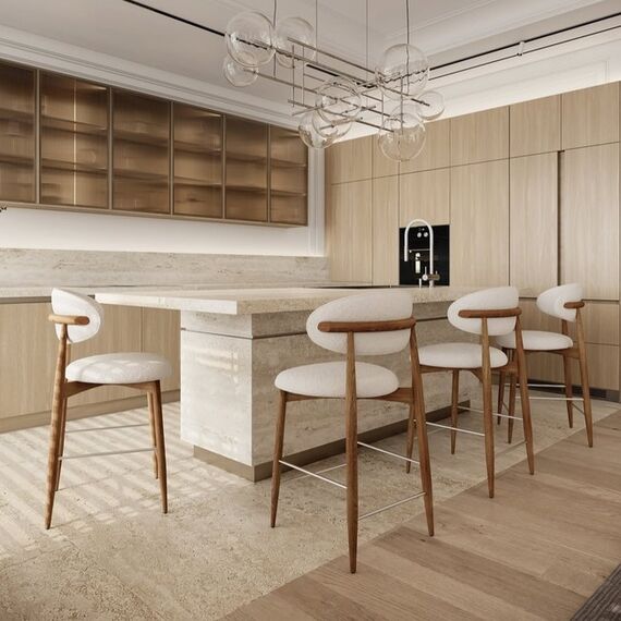 Modern Designer Wooden Bar Stool for an OLIVIA Island