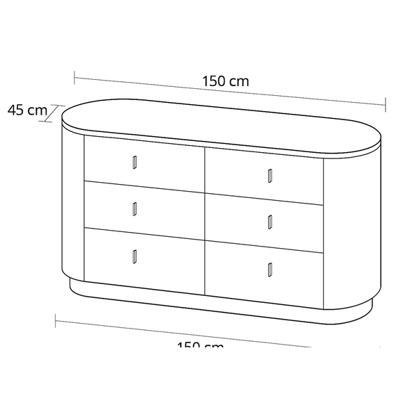 Exclusive modern wooden chest of drawers AMARA