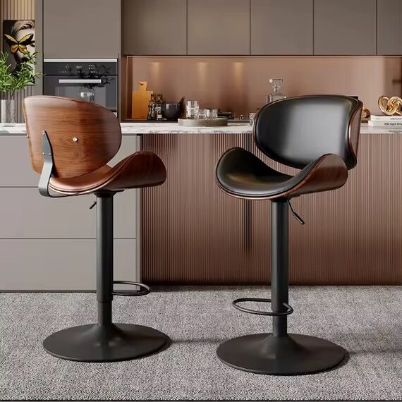 Modern adjustable designer bar stool with a black WING base