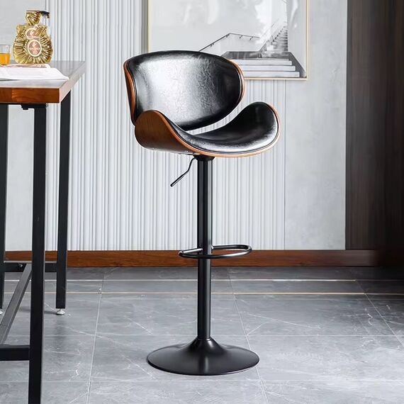 Modern adjustable designer bar stool with a black WING base