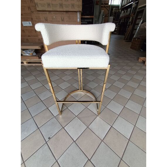 Glamor bar stool, gold, boucle, modern upholstered for dining room, bar, MARCO island OUTLET
