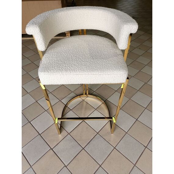 Glamor bar stool, gold, boucle, modern upholstered for dining room, bar, MARCO island OUTLET