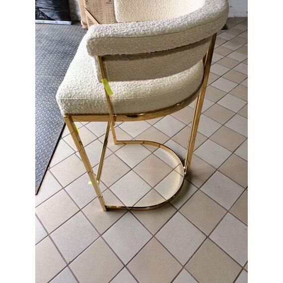 Glamor bar stool, gold, boucle, modern upholstered for dining room, bar, MARCO island OUTLET