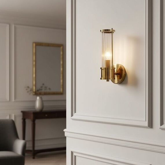 Crystal, gold, glamor, oblong wall lamp, RONALD S designer wall lamp