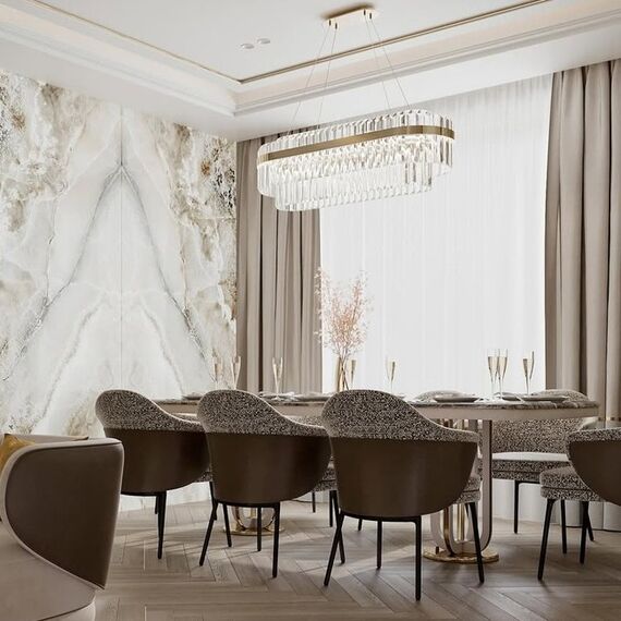 Modern, luxurious dining chair with black metal legs from LINEA