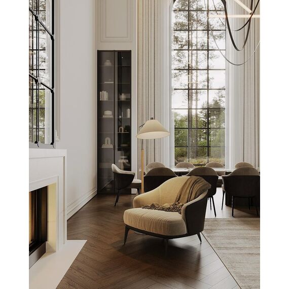 Modern, luxurious dining chair with black metal legs from LINEA