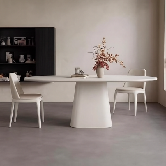 Modern, white lacquered wooden table extendable on one leg MODENA