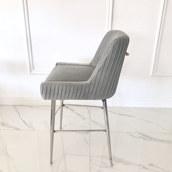 Półhoker do niskiej wyspy kuchennej nowoczesny tapicerowany czarny, beżowy na złotych nogach Paloma [CLONE]