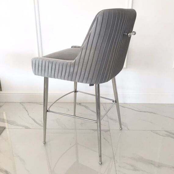 Półhoker do niskiej wyspy kuchennej nowoczesny tapicerowany czarny, beżowy na złotych nogach Paloma [CLONE]