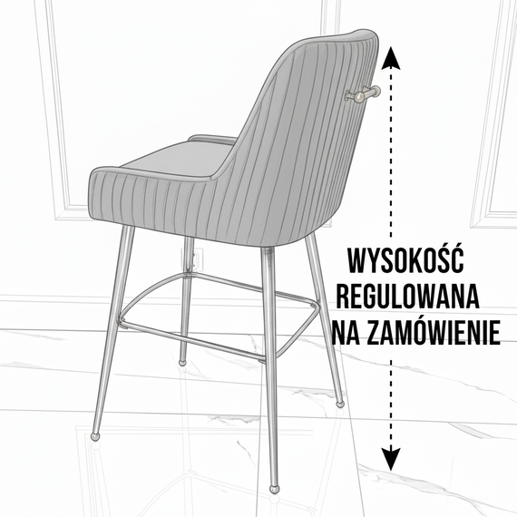 Półhoker do niskiej wyspy kuchennej nowoczesny tapicerowany czarny, beżowy na złotych nogach Paloma [CLONE]