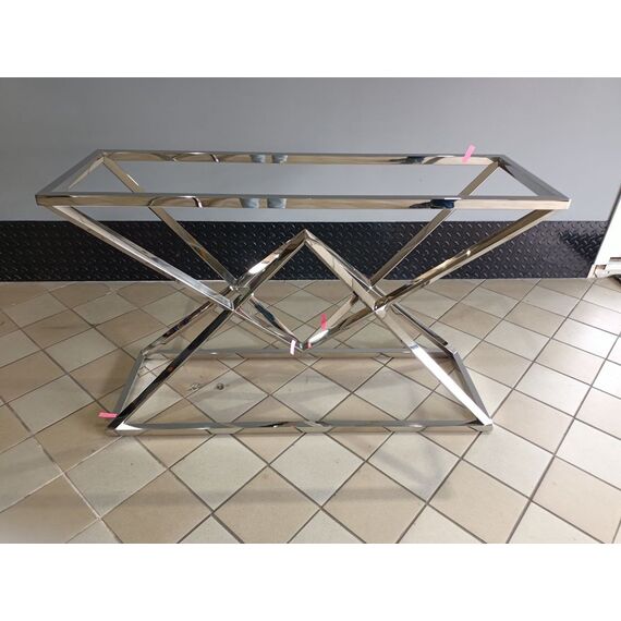 Srebrna konsola glamour CONRAD stal nierdzewna, szkło OUTLET