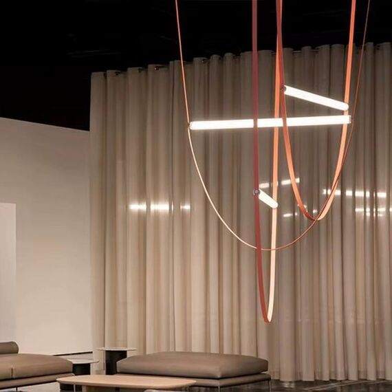 Modern designer leather chandelier, stylish pendant lamp, COSMOPOLITAN stripes