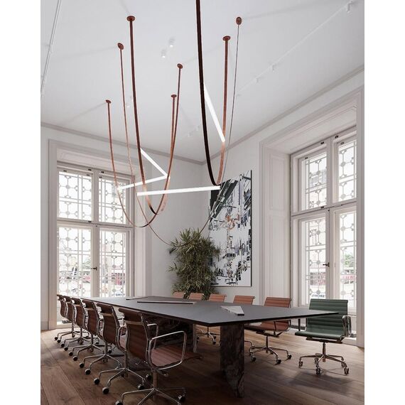 Modern designer leather chandelier, stylish pendant lamp, COSMOPOLITAN stripes