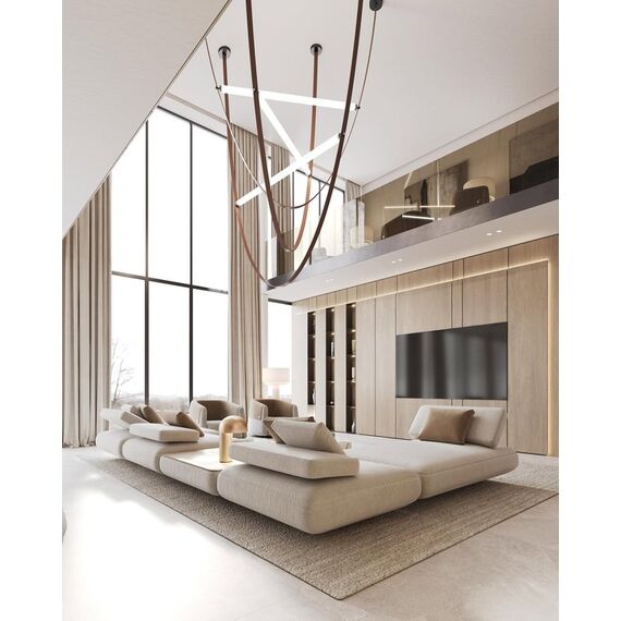 Modern designer leather chandelier, stylish pendant lamp, COSMOPOLITAN stripes