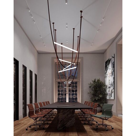 Modern designer leather chandelier, stylish pendant lamp, COSMOPOLITAN stripes