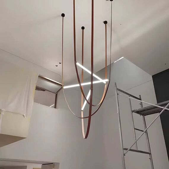 Modern designer leather chandelier, stylish pendant lamp, COSMOPOLITAN stripes