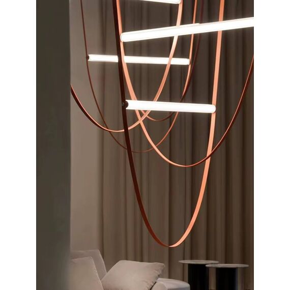 Modern designer leather chandelier, stylish pendant lamp, COSMOPOLITAN stripes