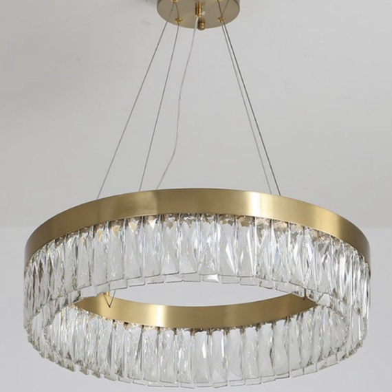 Gold crystal ring chandelier, 80 cm DIAMOND