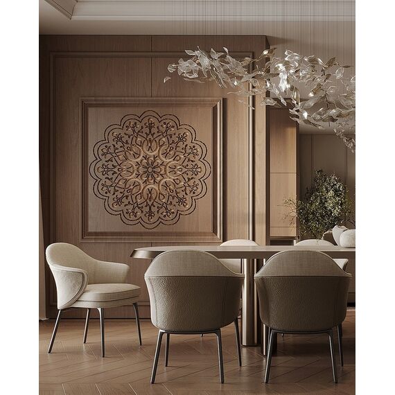 Designer golden glass leaf decoration hanging from the ceiling - LEAF FLOW