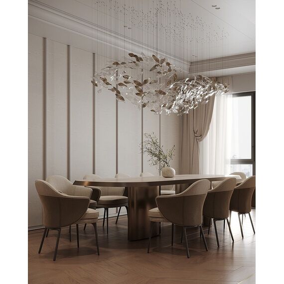 Designer golden glass leaf decoration hanging from the ceiling - LEAF FLOW