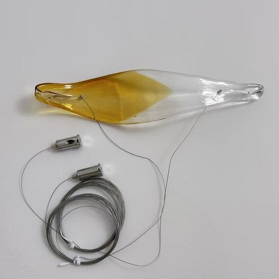 Designer golden glass leaf decoration hanging from the ceiling - LEAF FLOW