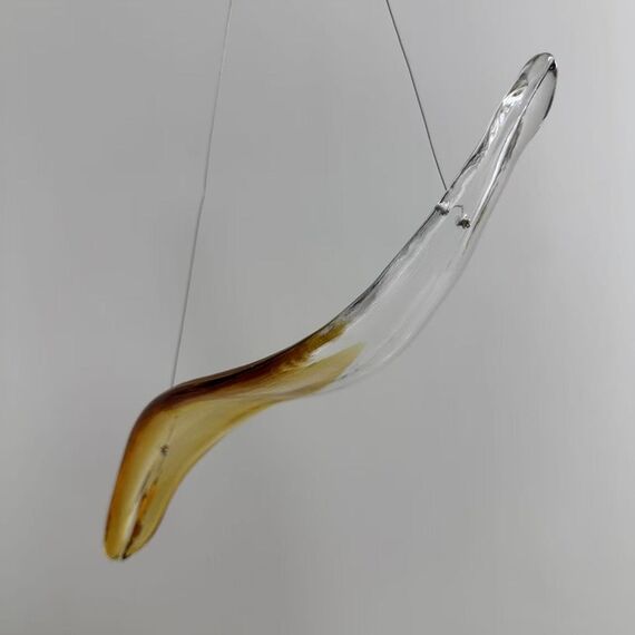 Designer golden glass leaf decoration hanging from the ceiling - LEAF FLOW