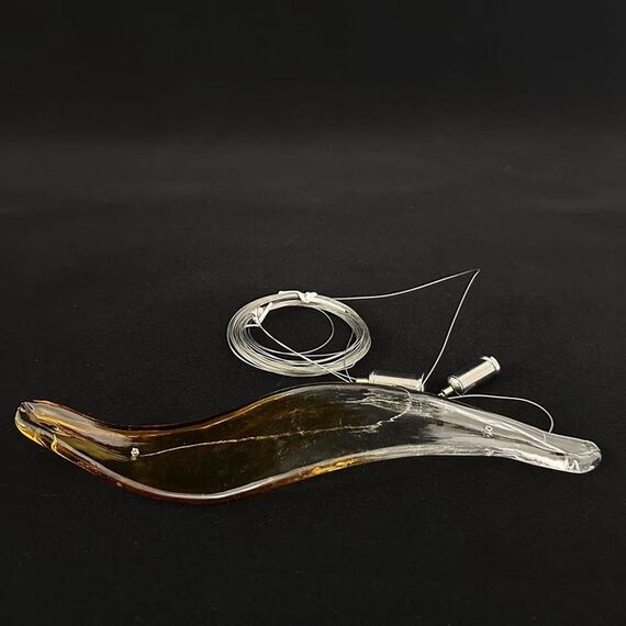 Designer golden glass leaf decoration hanging from the ceiling - LEAF FLOW