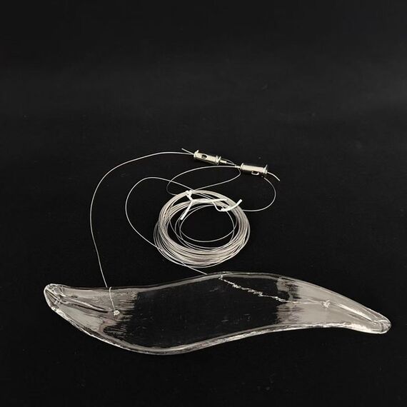 Designer golden glass leaf decoration hanging from the ceiling - LEAF FLOW