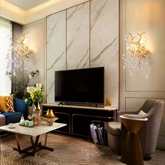 Gold crystal, glamor, modern wall lamp, QUEEN