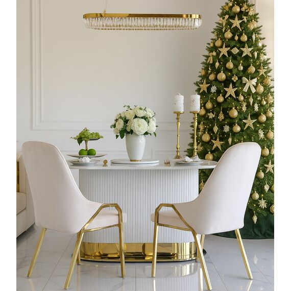 Glamor chair with armrests, modern, upholstered, designer, for the dining room, for the dressing table, beige gold SAVOY