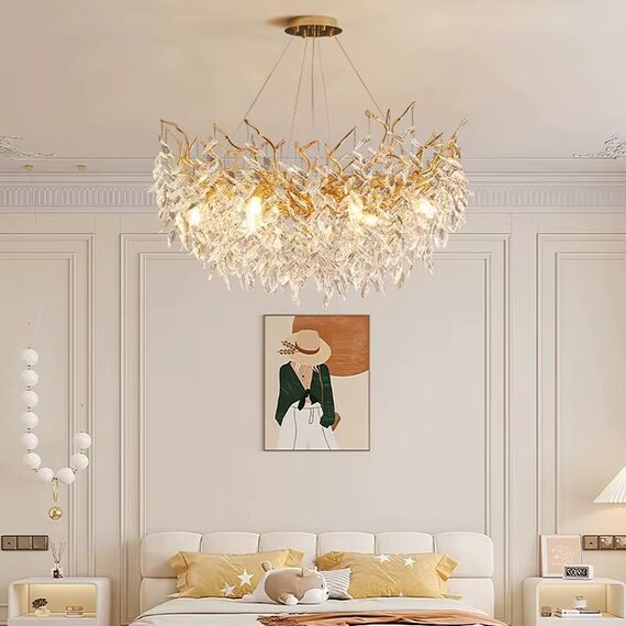 Modern Designer Crystal Chandelier in Gold from Queen