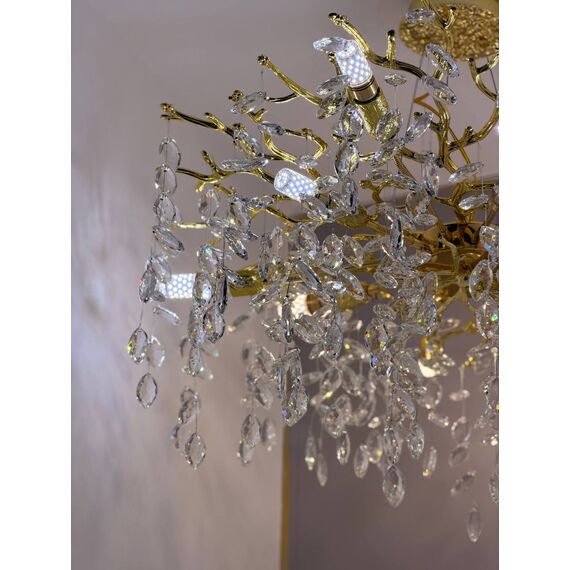 Modern Designer Crystal Chandelier in Gold from Queen
