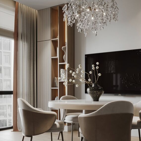 Modern Designer Crystal Chandelier in Gold from Queen