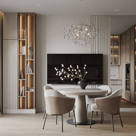 Modern Designer Crystal Chandelier in Gold from Queen