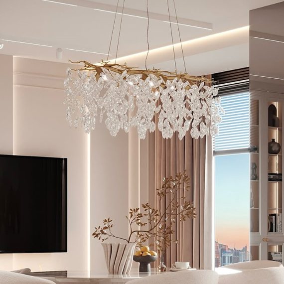 Modern Designer Crystal Chandelier in Gold from Queen