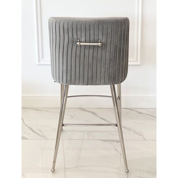 Półhoker do niskiej wyspy kuchennej nowoczesny tapicerowany czarny, beżowy na złotych nogach Paloma [CLONE]