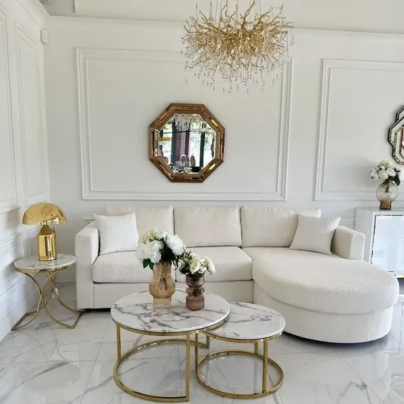 Elegant semicircular golden modern corner sofa PARIS