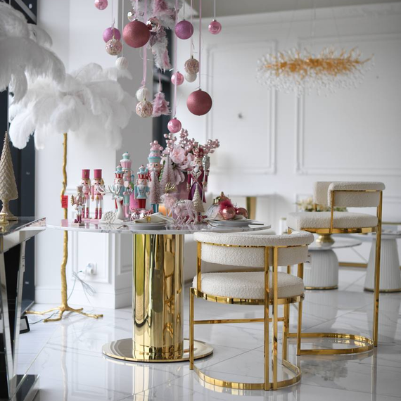 Round glamor dining table, on a golden steel leg, modern, 130cm ORION