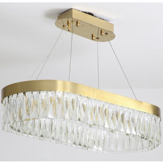 Oval crystal chandelier, gold, 100 cm DIAMOND