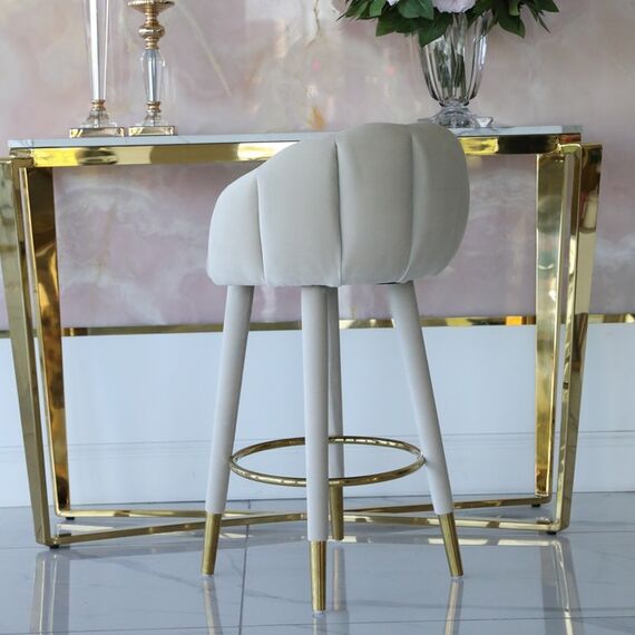 Upholstered glamor stool for dining room,  beige gold DIANA OUTLET