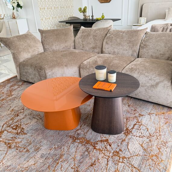 Nowoczesny drewniany stolik kawowy okrągły komplet 2 szt MODENA