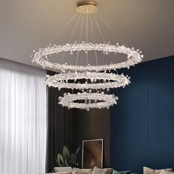 Żyrandol kryształowy Ring Glamour – nowoczesna lampa wisząca złoty