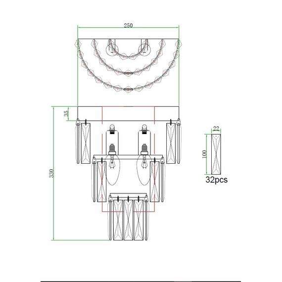 Kinkiet kryształowy, złoty,  lampa ścienna DIAMOND 3