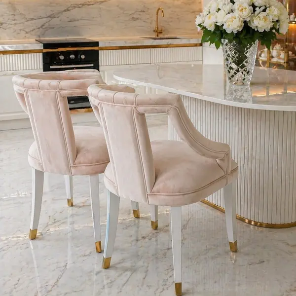 Krzesło beżowe złote do jadalni glamour PALACE