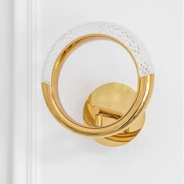 Kinkiet złoty, okrągły, glamour, nowoczesny, lampa ścienna ROUND