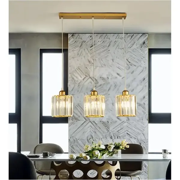 Lampa wisząca glamour nad stół, podłużna designerska ekskluzywna z kryształowymi kloszami STARS L