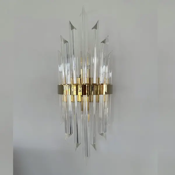 Kinkiet kryształowy, złoty, glamour, designerska lampa ścienna LUCY