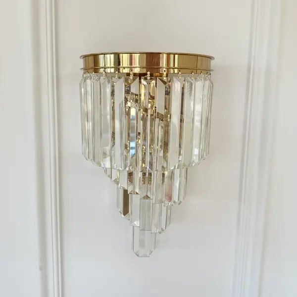 Kinkiet kryształowy, złoty, glamour, lampa ścienna DIAMOND